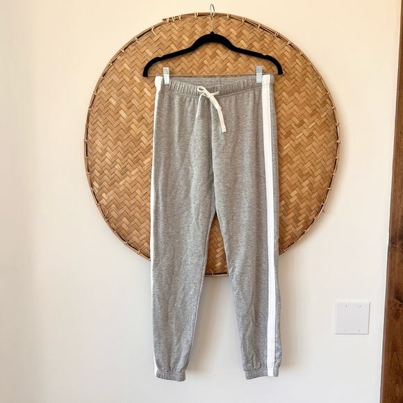 SPLITS59 NWT CONTRAST STRIPED SONIA SWEATPANTS HEATHER GREY& WHITE PREP PREPPY - Picture 8 of 14
